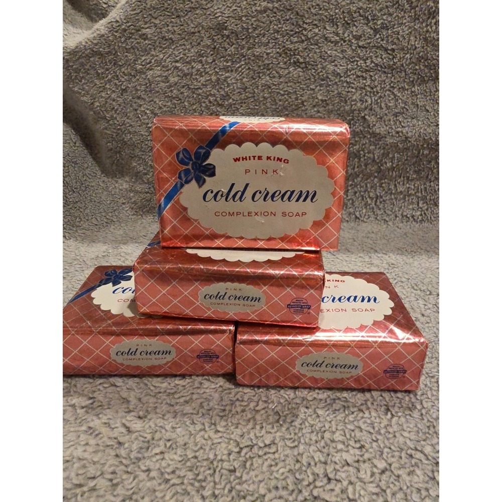 Lot Of 4 Vintage 1950s White King Pink‎ Cold Cream Complexion Soap Bars